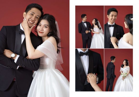 Chụp hình cưới với phông nền trơn
